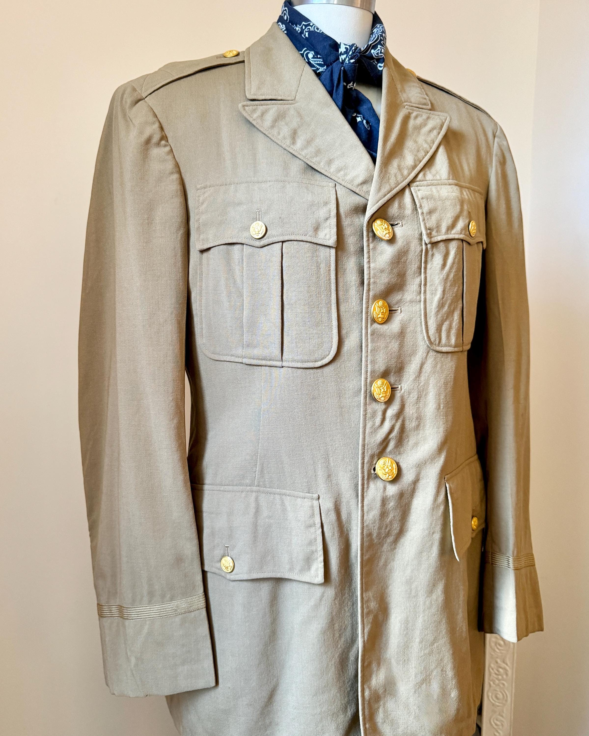 Vintage 40s WWII Regulation Army Officer's Uniform Tan