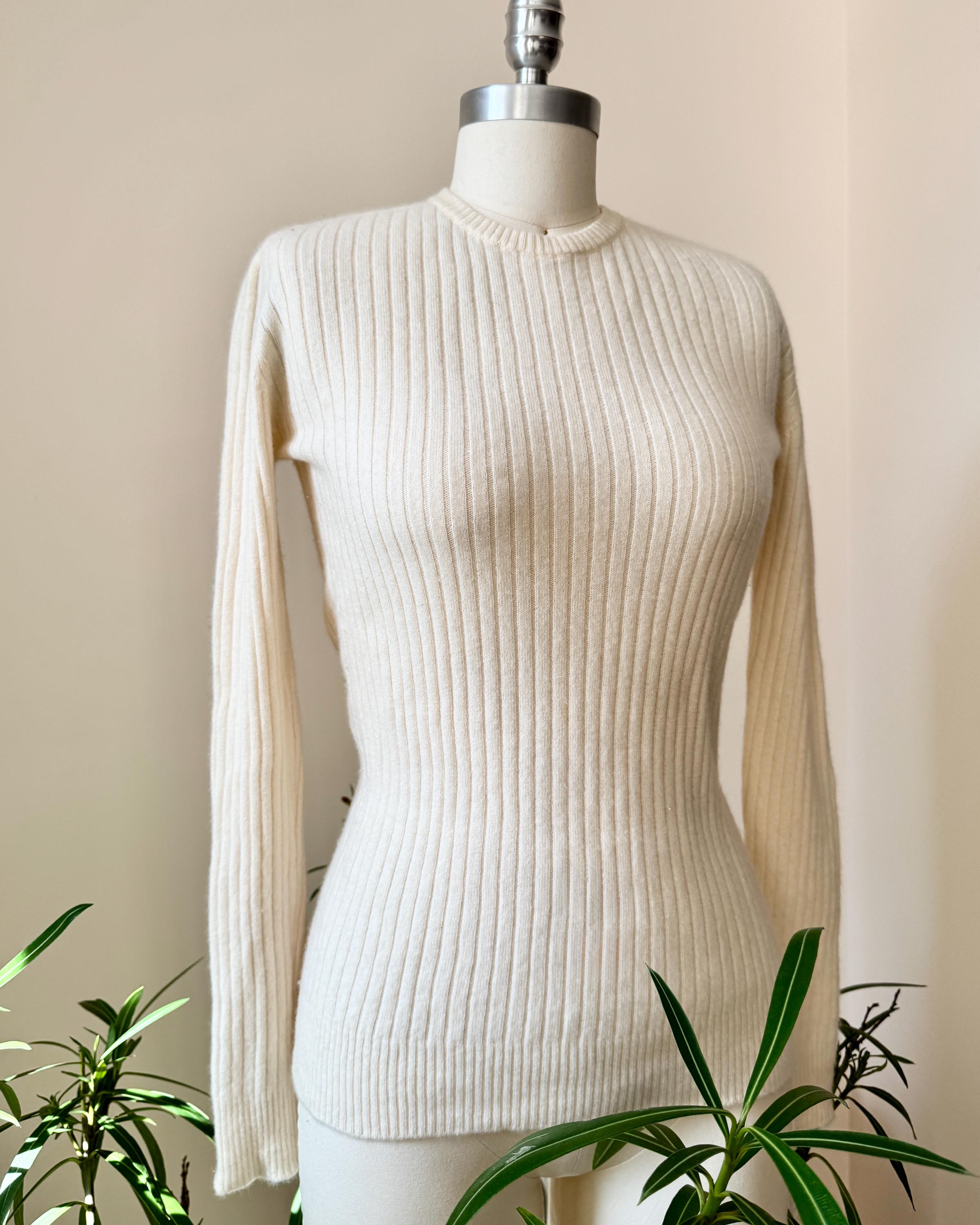 Vintage Scottish 100% Cashmere Ribbed Sweater - HOGG of HAWICK