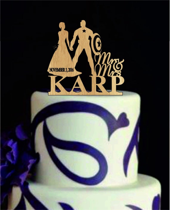 Captain America Wedding Cake Topper Bride And Groom Wedding Etsy