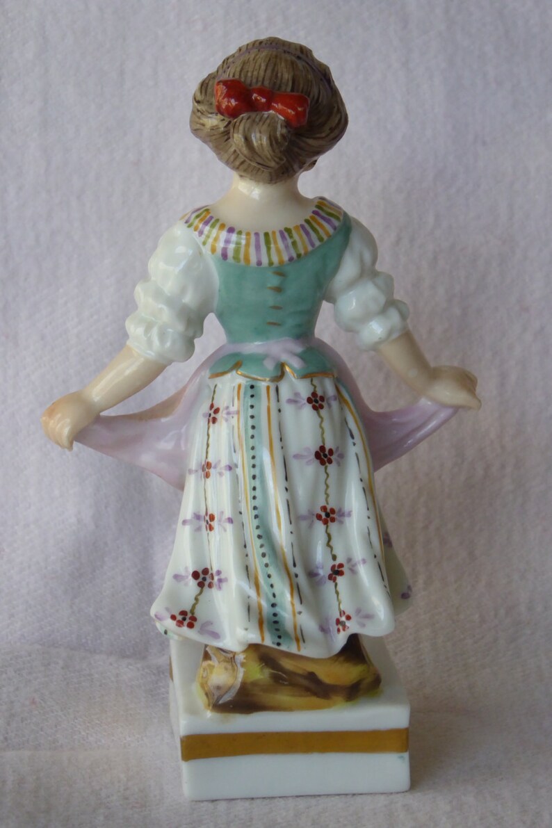 Antique Dresdentype Porcelain Figurine of a Young Girl Etsy
