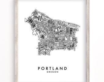 Portland Oregon Neighborhood Map | Digital Download