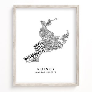 Quincy, Massachusetts Karte | Digitaler Download