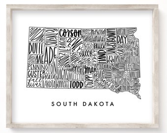 South Dakota State Map | Digital Download