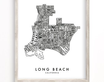 Long Beach City Road Map Print Long Beach Gift Map Michigan USA Map Art Poster Long Beach Map Print