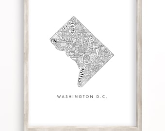 Washington, D.C. Neighborhood Map | Digital Download