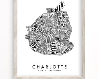 Charlotte Neighborhood Map | Digital Download
