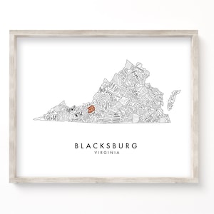 Blacksburg, Virginia State Map | Digital Download