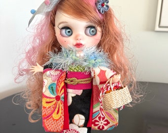 Blythe custom doll with vintage kimono
