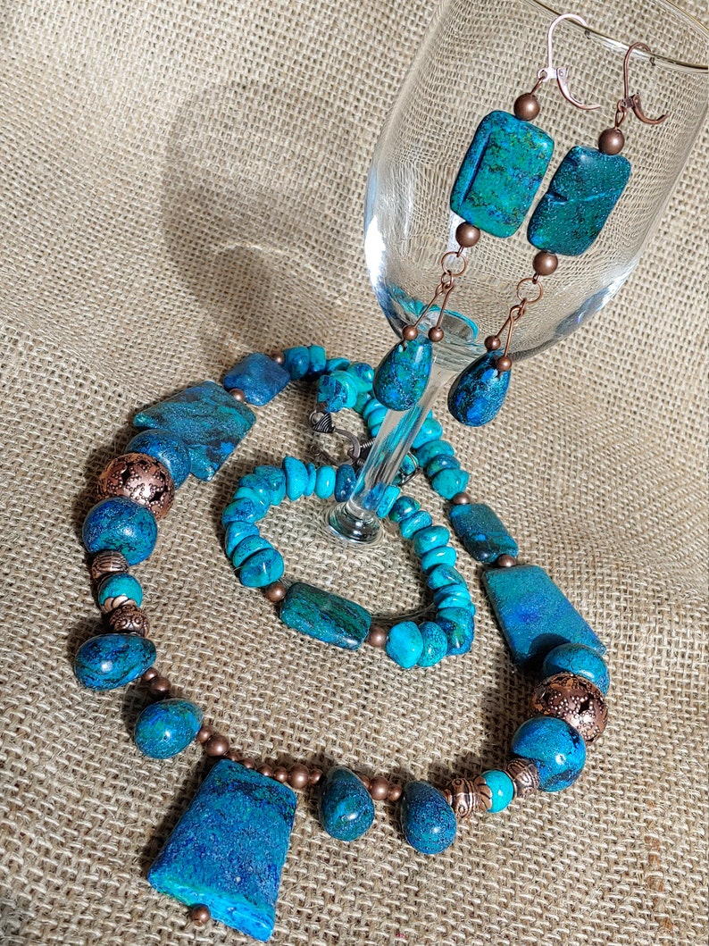 Yellow turquoise Serpentine & Quartz Necklace Etsy