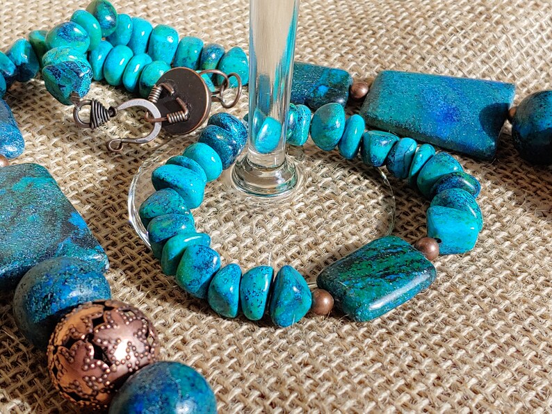 Yellow turquoise Serpentine & Quartz Necklace Etsy