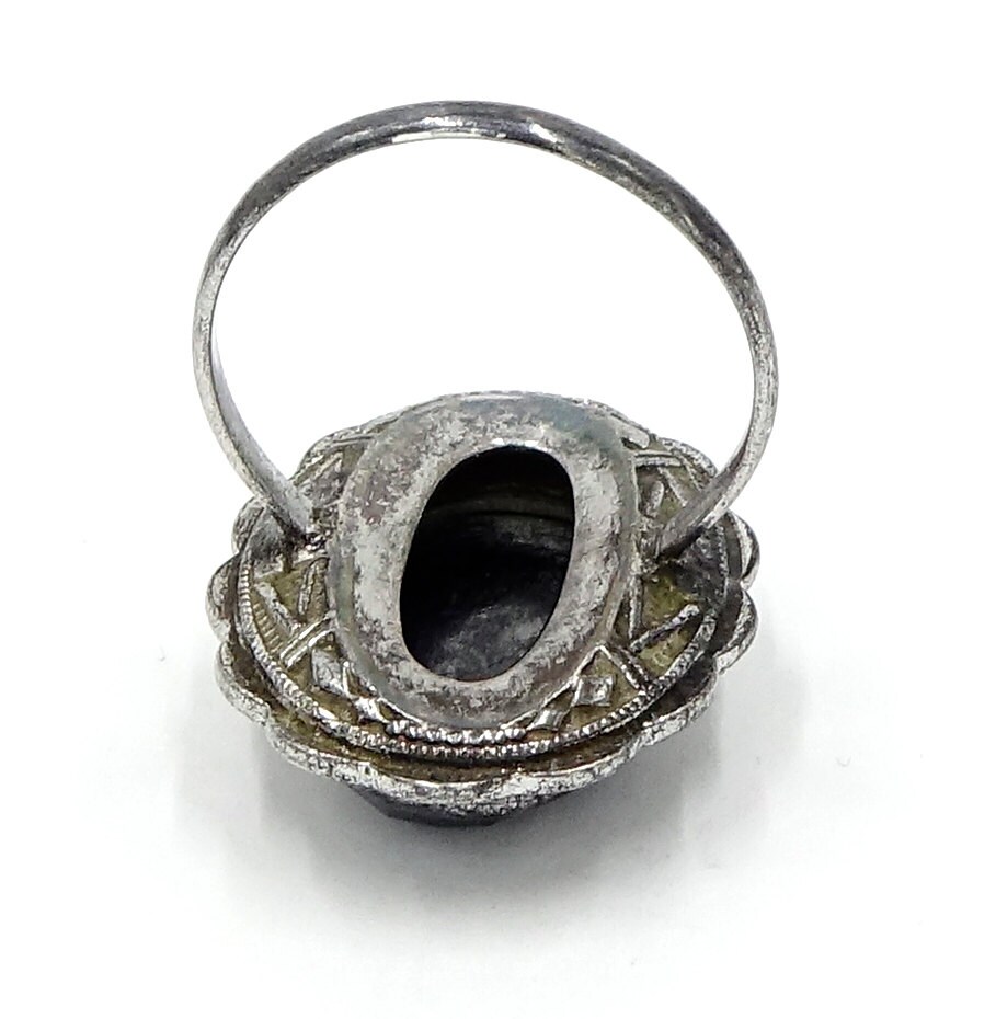 Art Deco Sterling Hematite and Marcasite Ring - Etsy