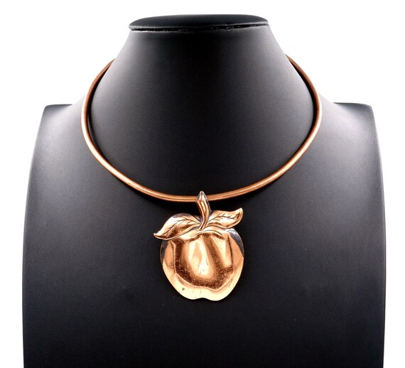 Copper Apple Necklace Collar 1976 Coppercraft Gui… - image 3