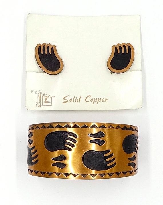 Bell Trading Co Copper Bear Paw Bracelet And Earr… - image 3