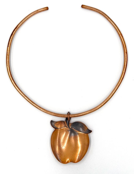 Copper Apple Necklace Collar 1976 Coppercraft Gui… - image 4