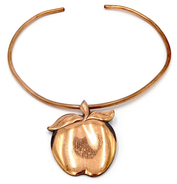 Copper Apple Necklace Collar 1976 Coppercraft Gui… - image 2