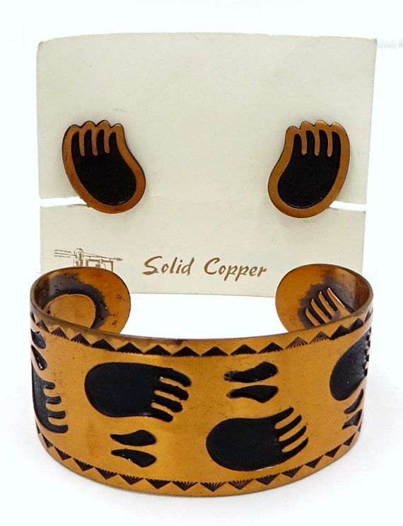 Bell Trading Co Copper Bear Paw Bracelet And Earr… - image 2