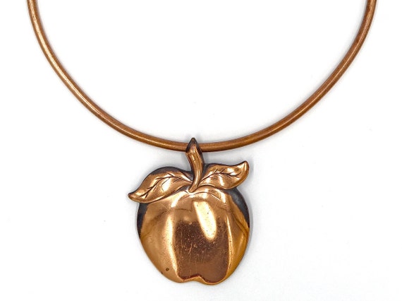 Copper Apple Necklace Collar 1976 Coppercraft Gui… - image 1