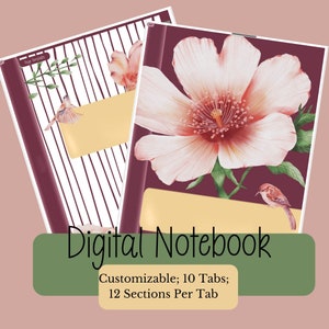 Digital Notebook; 10 tabs; 12 sections per tabs; not labeled; (sections and tabs are blank)