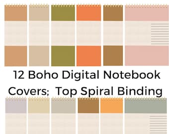Boho Digitale Notizbuch Cover: 12-teiliges Planer Set (PDF-Datei)