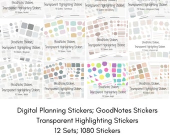 GoodNotes Stickers: Transparent Highlighting Shapes, 12 Sets (Digital Download)