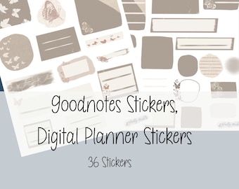 Goodnotes Stickers: 36 Digital Planner PNGs (Digital Download)