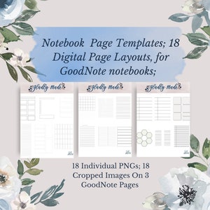 Digital GoodNotes Template; 18 Pre Cropped Layouts; PNGs and 3 GoodNotes Sheets