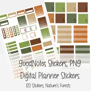 Digital Planning Stickers; Goodnotes Stickers; 120 Individual PNGs; 3 GoodNotes Sheets