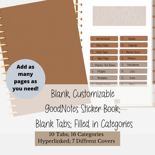 Goodnotes Sticker Book Digital Blank Book to Customize 10 - Etsy