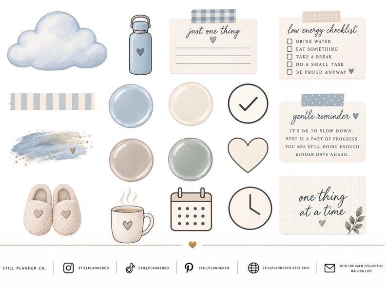 Cozy Self Care Digital Stickers, Goodnotes Planner Stickers, Neutral ...