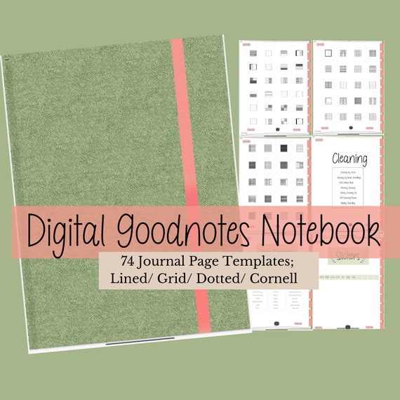 Cornell Notes Goodnotes Notebook; Aesthetic Notebook; 74 Notebook Journal Pages; To do List Notebook; Sticker Book included; 10 tabs