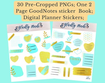 GoodNotes Stickers| Digital Planner Stickers| 74 Sticker Pack| Aesthetic Deco Widgets and Sticky Notes