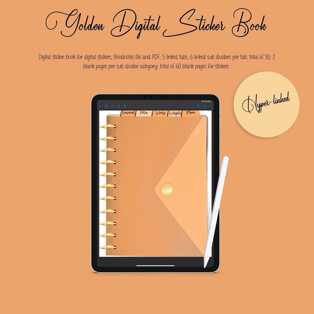 Digital Sticker Book; Goodnotes Notebook Blank; 5 Tabs; 6 Sub Sections ...