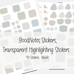 Digital Stickers; Goodnotes Stickers; 90 Beach, Transparent Stickers; 2 GoodNote Sheets; Pre Cropped PNGs; Digital Planner Stickers