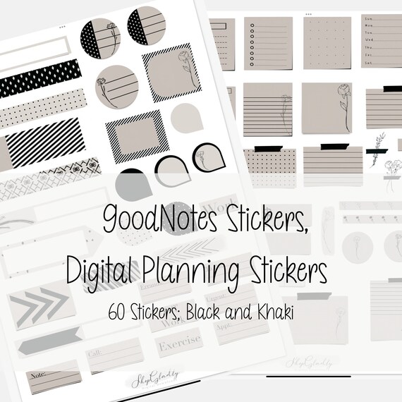 BOTANICAL STICKERS Set for Digital Planner, Clip Art, Goodnotes