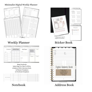 GoodNotes Digital Planning Bundle; Weekly Digital Planner; Digital Sticker Book; Notebook Journal; Digital Address Book; GoodNotes Only