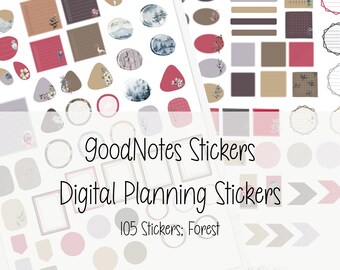 Cottagecore GoodNotes Stickers: Floral Mushroom PNGs (105 Individual Stickers)