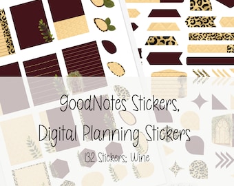 GoodNotes Stickers: 132 Realistic Digital Planner PNGs (4 Sheets)