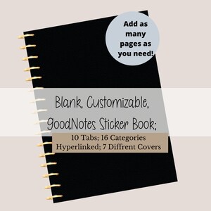 Livre d'autocollants GoodNotes : livre blanc personnalisable avec onglets (téléchargement numérique)