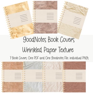 Digital Notebook Covers; 7 Covers; PNG; PDF and GoodNotes File