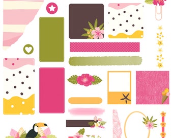 Tropische Digitale Planer Sticker: GoodNotes Journal Set (PNGs)