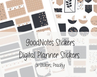 Digital Stickers; Goodnotes Stickers; 51 Individual PNGs; 2 GoodNotes Sheets