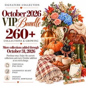 Digital Sticker & PNG Clipart Bundle for GoodNotes | October 2026 VIP | 133 Collections + All October Releases