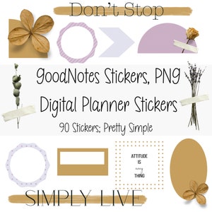Adesivi digitali; Adesivi Goodnotes; 90 PNG individuali; 2 fogli GoodNotes; Adesivi per pianificatore digitale; Fiori realistici; Adesivi floreali