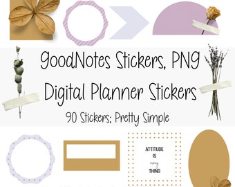 Floral Digital Planner Stickers: 90 PNGs, GoodNotes Stickers