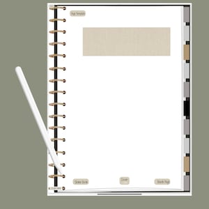 May include: A white spiral bound notebook with a beige cover. The cover has a small beige rectangle at the top. The notebook has a sticker book, cover, and blank page options. The text "2 of 188" is visible at the bottom left corner.