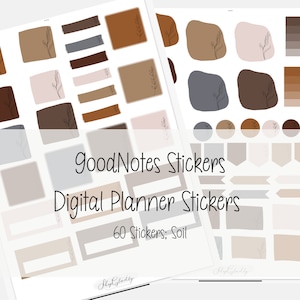 Digital Stickers; Goodnotes Stickers; 60 Individual PNGs; 2 GoodNotes Sheets