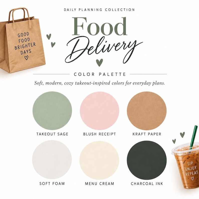 Food Delivery Digital Stickers, Goodnotes Planner Pngs, Takeout & Meal ...