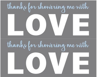 Showered with Love Baby Shower Favor - GREY / BABY BLUE