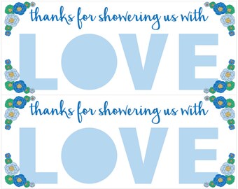 Showered with Love Baby Shower Favor - BABY BLUE / FLORAL