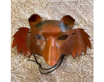 Handcrafted leather fox mask